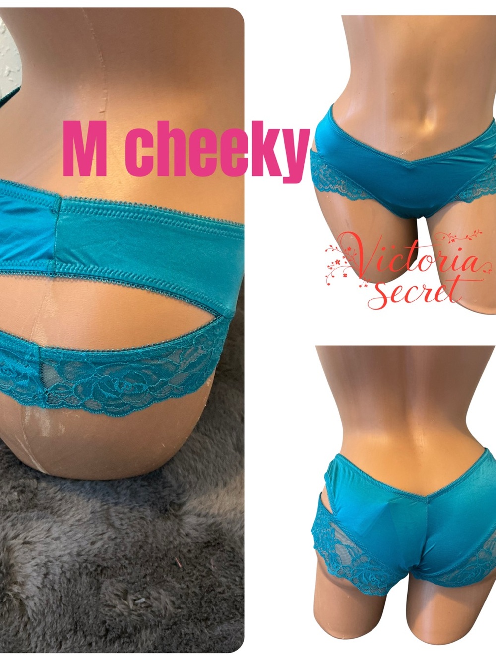 Victoria's Secret Teal Lace Cheeky high leg  Panty
